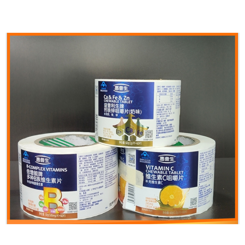 Mga self-adhesive na label para sa mga pandagdag sa kalusugan